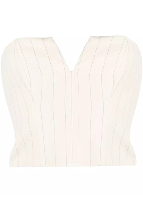 ZIMMERMANN cropped pinstriped corset-style top - Neutrals