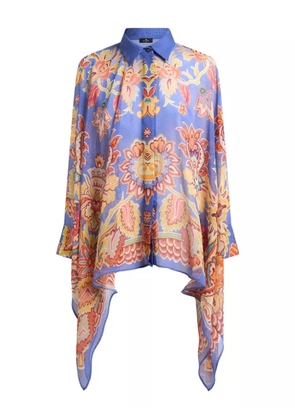 ETRO floral-print poncho shirt - Blue