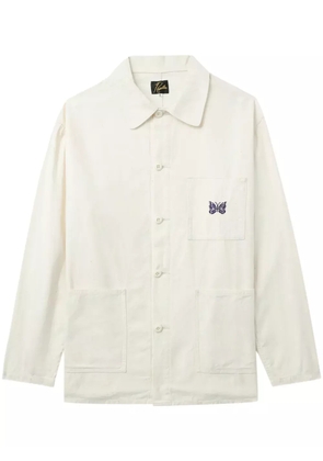 Needles logo-embroidered shirt jacket - White