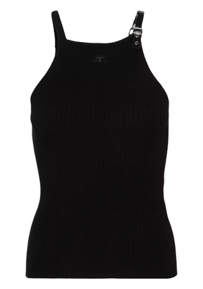 Courrèges buckle-detail ribbed tank top - Black
