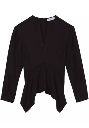 Proenza Schouler White Label V-neck cotto poplin top - Black