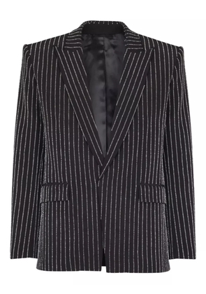 Balmain crystal-striped single-button jacket - Black