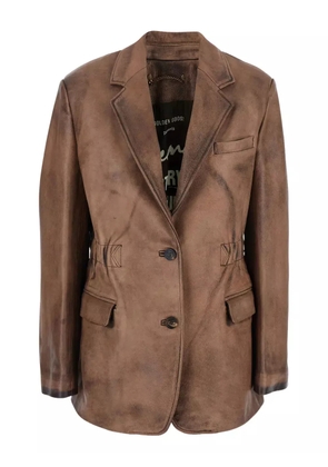 Golden Goose single-breasted leather jacket - Brown
