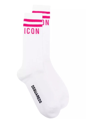 DSQUARED2 intarsia-knit logo ribbed socks - White