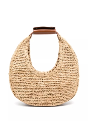 STAUD Moon raffia tote bag - Neutrals