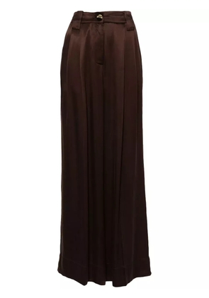 GANNI high-waisted satin trousers - Brown
