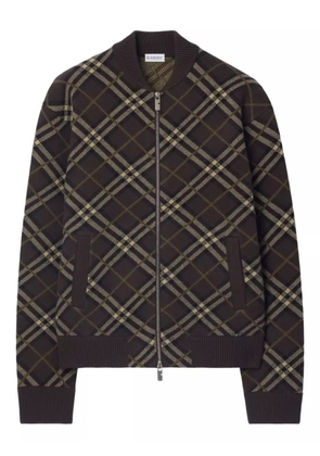 Burberry check-pattern wool-cashmere blend bomber jacket - Brown