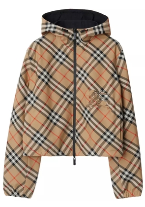 Burberry cropped reversible check jacket - Brown