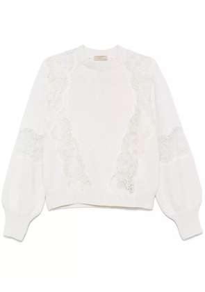 Elie Saab lace-detail sweater - White