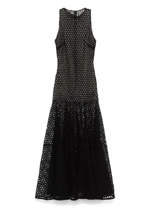 David Koma flared-hem macramé maxi dress - Black