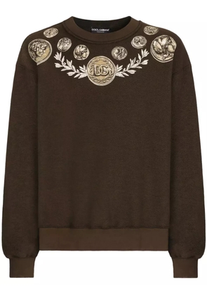 Dolce & Gabbana graphic-print cotton sweatshirt - Brown