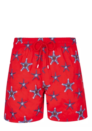 Vilebrequin Mistral Starfish Dance-embroidered swim shorts - Orange