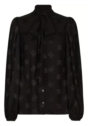 Dolce & Gabbana DNA monogram-jacquard silk shirt - Black