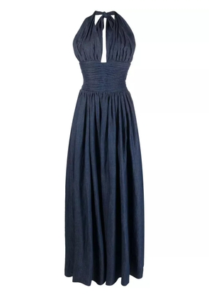 Rochas halterneck denim maxi dress - Blue