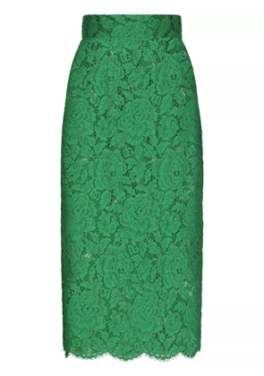 Dolce & Gabbana floral-lace midi skirt - Green