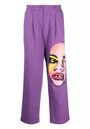 KidSuper graphic-print corduroy cotton trousers - Purple