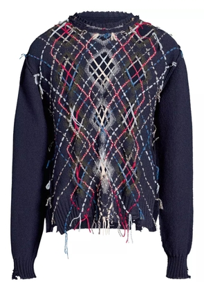 Maison Margiela cut-out intarsia-knit jumper - Blue