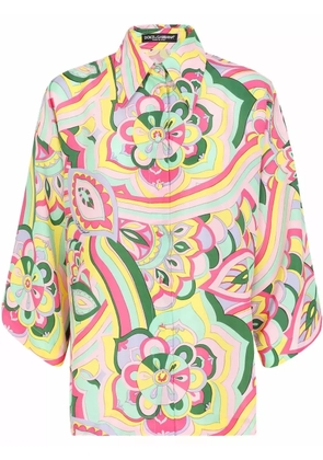 Dolce & Gabbana abstract-print silk shirt - Blue
