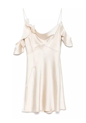 Self-Portrait flower satin mini dress - Neutrals