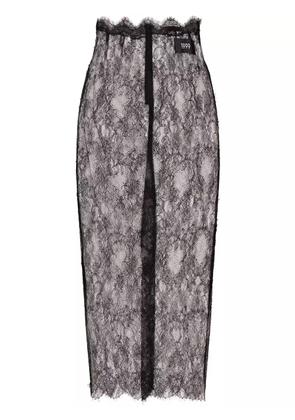 Dolce & Gabbana semi-sheer lace midi skirt - Black