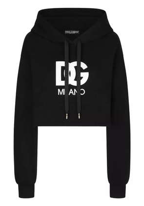 Dolce & Gabbana logo-patch cotton hoodie - Black