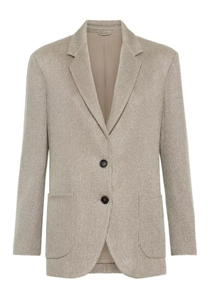 Brunello Cucinelli Monili chain-detail ribbed blazer - Neutrals