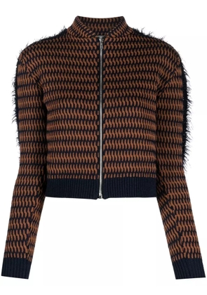 Durazzi Milano cropped patterned-jacquard jacket - Brown