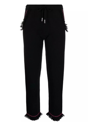 Max & Moi frayed contrast-stitch trousers - Black