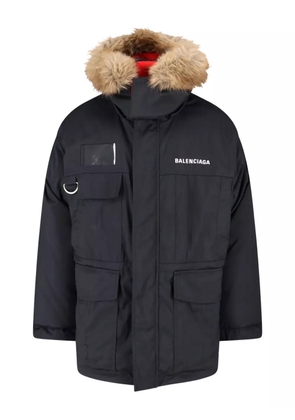 Balenciaga faux-fur trimmed padded coat - Black