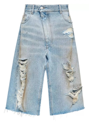 MM6 Maison Margiela ripped-detail denim skirt - Blue