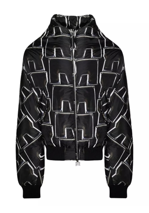 RRR123 abstract-pattern print jacket - Black