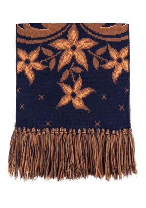 ETRO floral-jacquard fringed scarf - Blue
