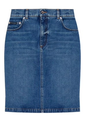 Dolce & Gabbana logo-plaque denim mini skirt - Blue