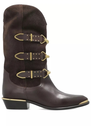 ISABEL MARANT 30mm buckle-detail suede leather boots - Brown