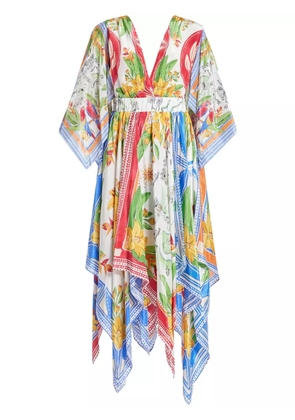 FARM Rio Tropical Destination Kimono Sleeve midi dress - White