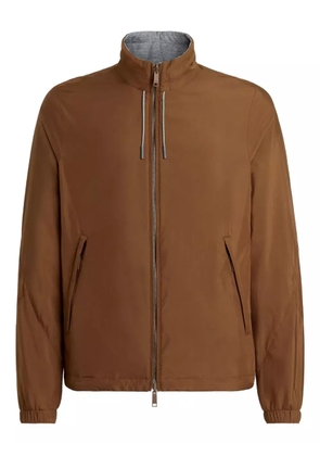 Zegna zip-up leather-detail jacket - Brown