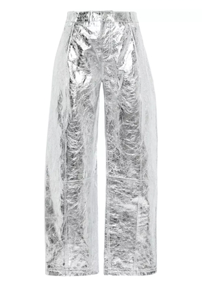 David Koma metallic leather wide-lg trousers - Silver