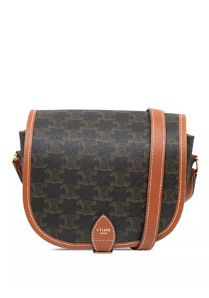 Celine Pre-Owned 2019 Medium Triomphe Coated Canvas Folco crossbody bag - Brown