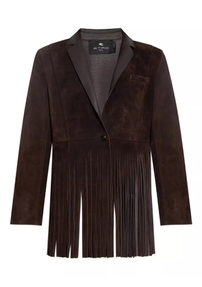 ETRO fringe-detail suede jacket - Brown