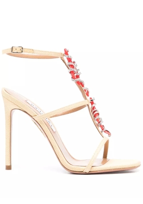 Aquazzura Capri Crush 105mm raffia sandals - Neutrals