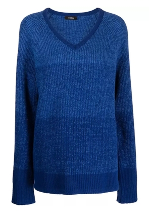 Goen.J V-neck ribbed-knit jumper - Blue