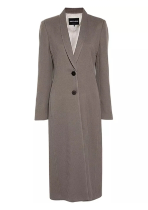 Giorgio Armani canneté-jersey long coat - Neutrals
