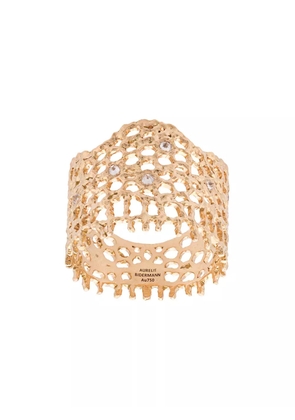 Aurelie Bidermann 18kt yellow gold & diamond lace ring - Metallic