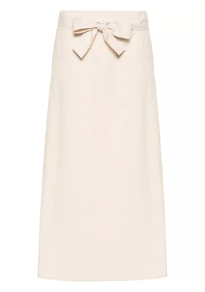 TOTEME Tie-waist cotton midi skirt - Neutrals