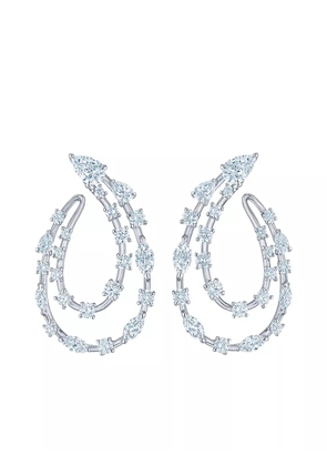 KWIAT 18kt white gold diamond Starry Night two-row sideways hoop earrings - Silver