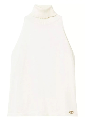 TWINSET logo-plaque knitted top - Neutrals