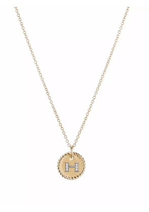 David Yurman 18kt yellow gold H Initial Charm diamond necklace