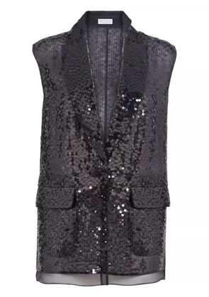 Brunello Cucinelli sequinned silk waistcoat - Black