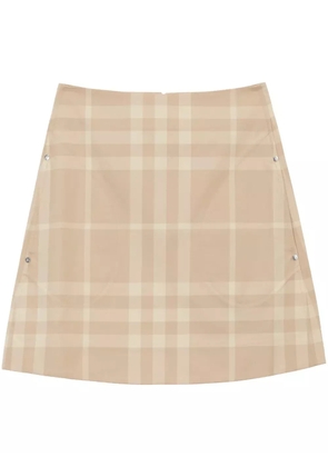 Burberry check-print A-line cotton skirt - Neutrals