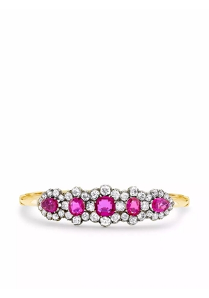 Pragnell Vintage 15kt yellow gold and silver Victorian Burmese ruby and diamond bangle